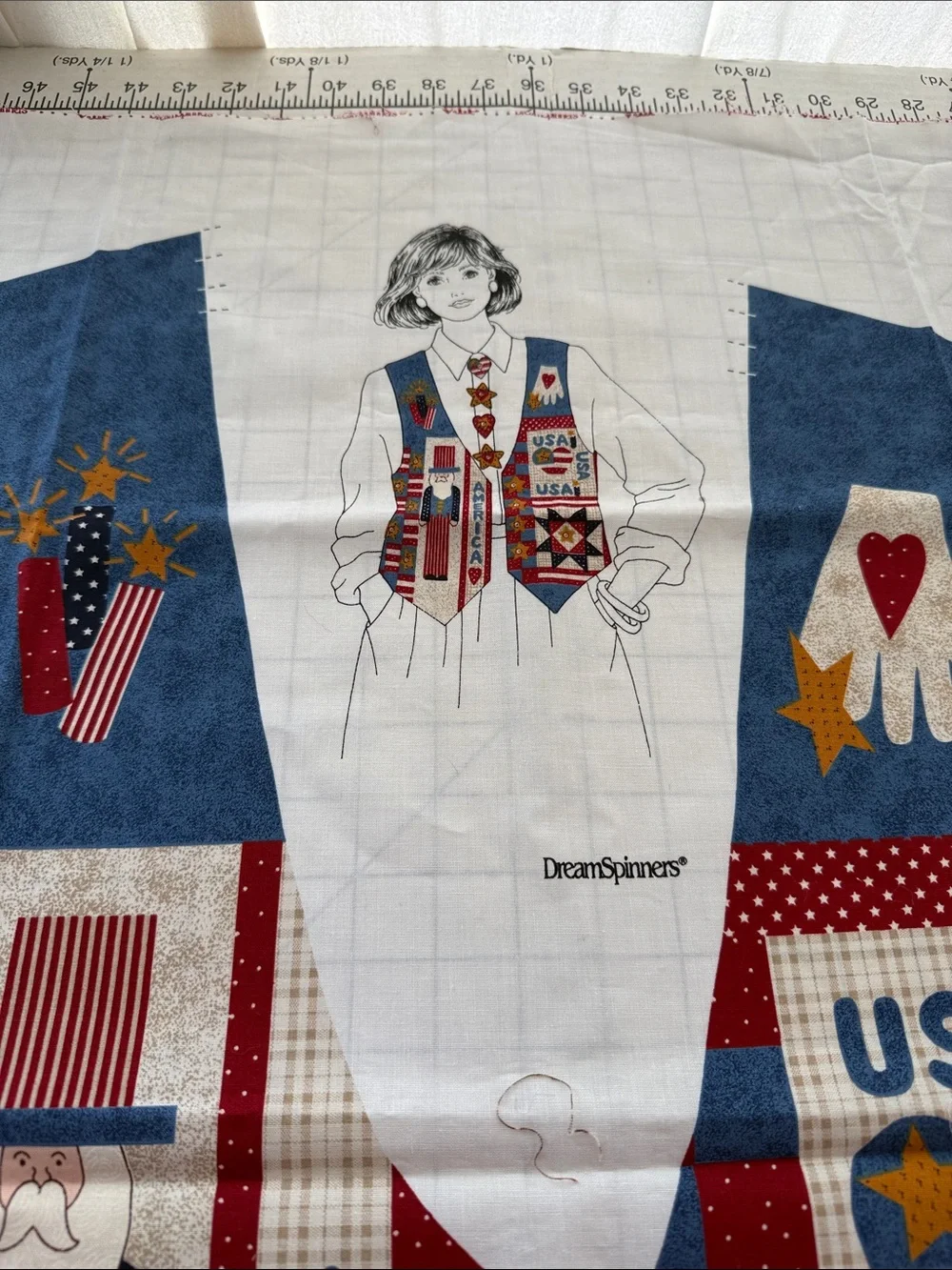 Vintage DreamSpinners Americana Vest Fabric Panel Uncut Patriotic Sewing Project
